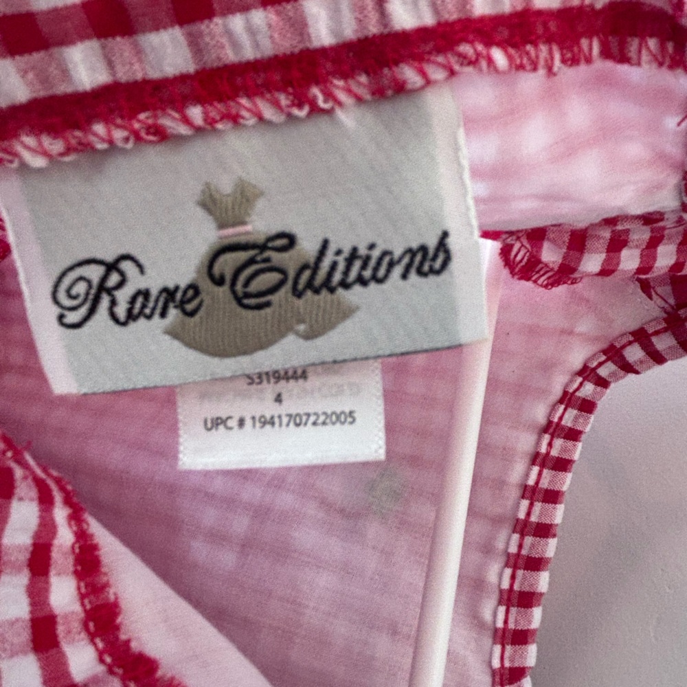 Rare Editions Red Gingham Strawberry Embroidered Sundress - Picture 3 of 3